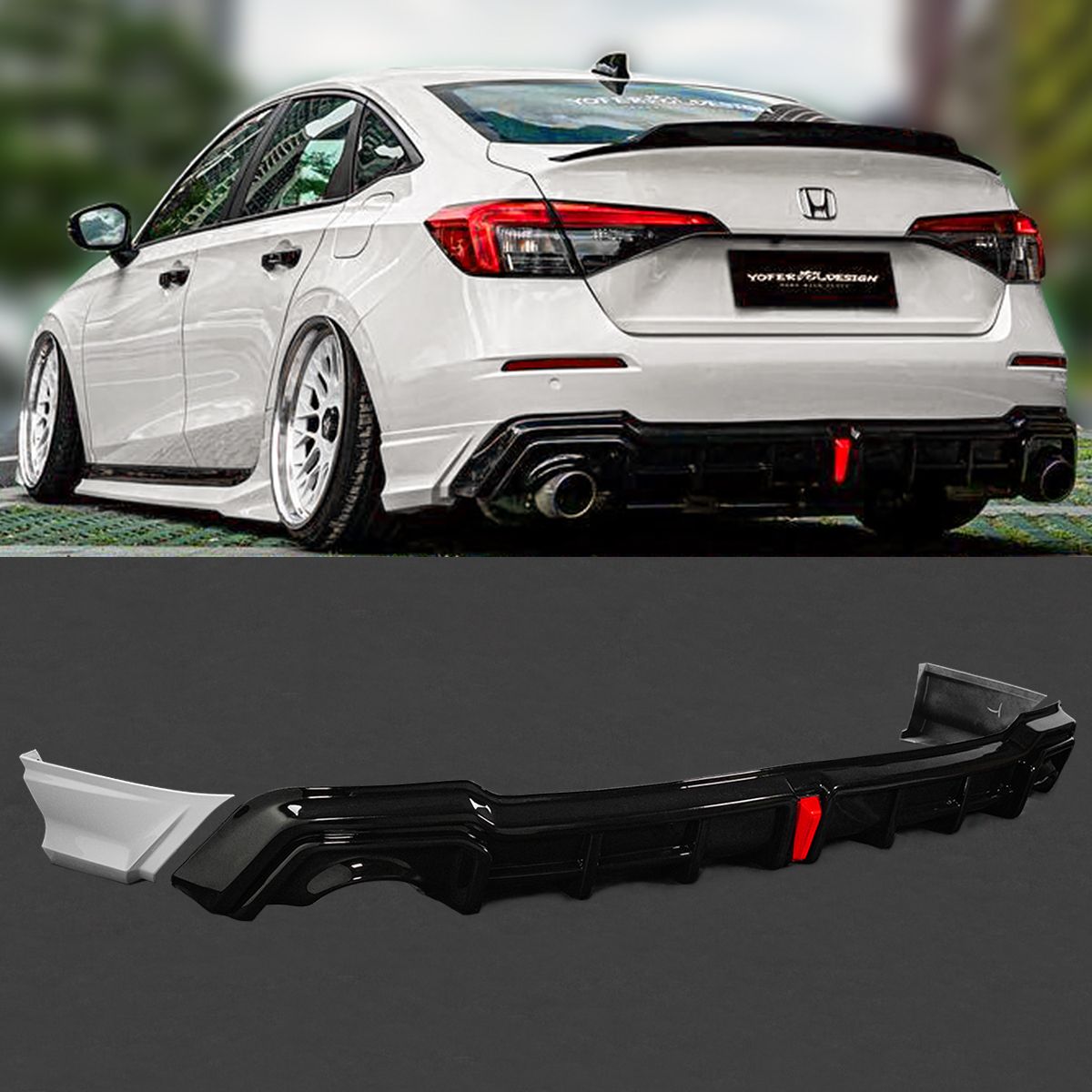 Rear Trunk Diffuser Compatible 2022-Present Honda Civic 4 Door Models ...