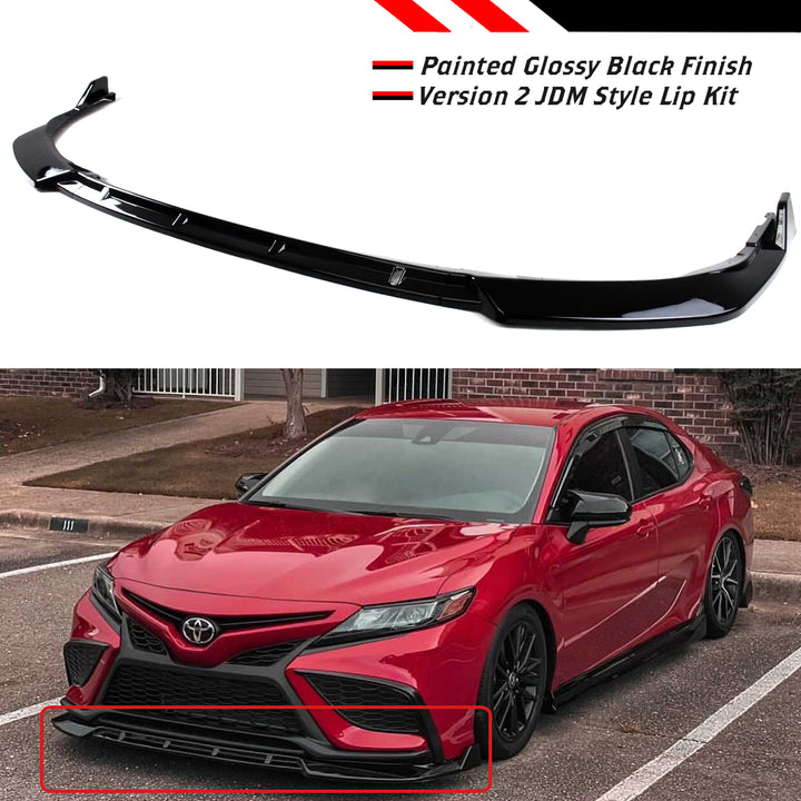 Front Lip JDM V2 for 2021-2024 Toyota Camry Compatible Front Bumper Body Kit Lip Splitter