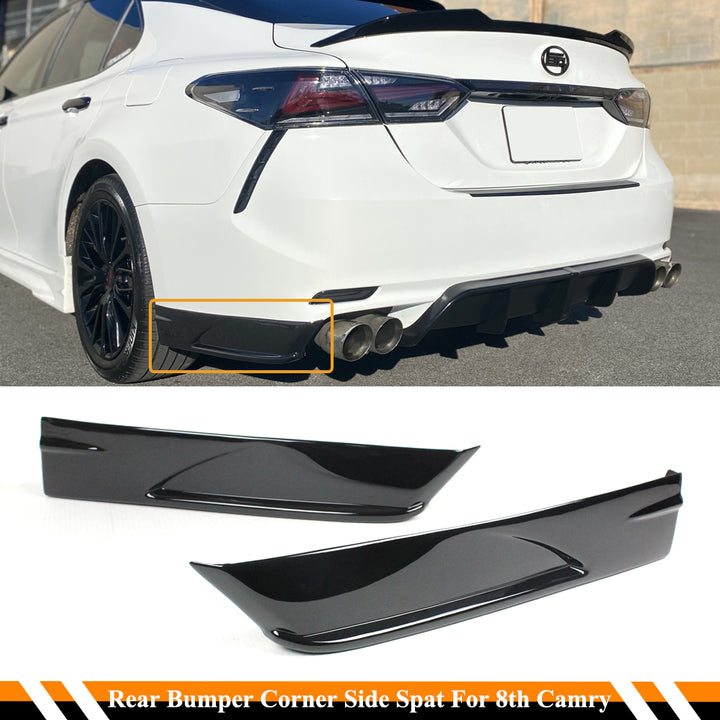 Rear Bumper Diffuser Spats Aprons Gloss Black Body Kit Compatible For 2018-2024 Toyota Camry