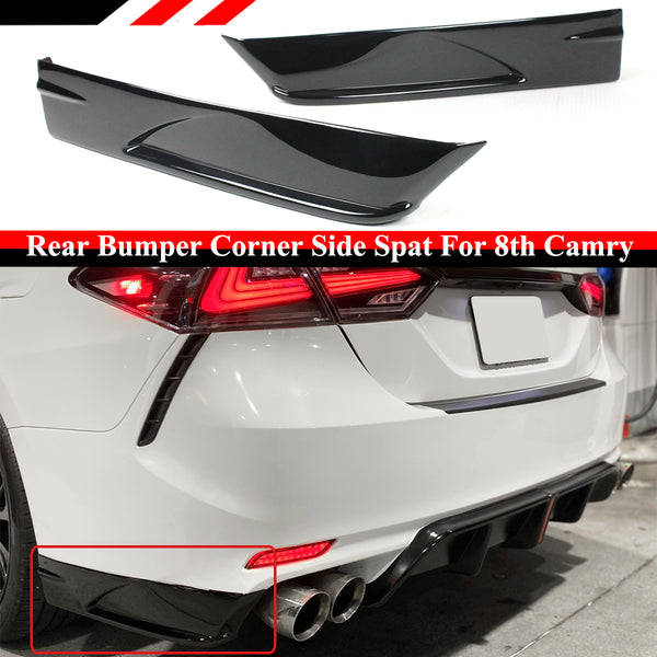 Rear Bumper Diffuser Spats Aprons Gloss Black Body Kit Compatible For 2018-2024 Toyota Camry