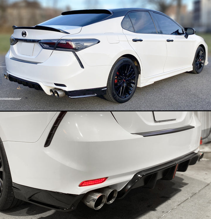 Rear Bumper Diffuser Spats Aprons Gloss Black Body Kit Compatible For 2018-2024 Toyota Camry