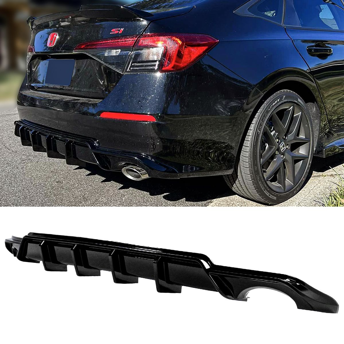 Rear Trunk Diffuser Compatible 2022-Present Honda Civic 4 Door Sedan M ...