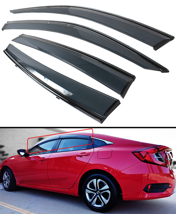 Window Visor Rain Guard Compatible 2016-2021 Honda Civic 4 Door Sedan Model