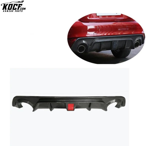 FITS 18-21 INFINITI Q50 CARBON FIBER REAR BUMPER DIFFUSER LIP W/LED BRAKE LIGHT