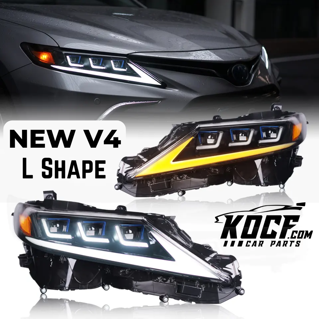 V4 L Shape Lexus Style Triple Beam Headlights Compatible for