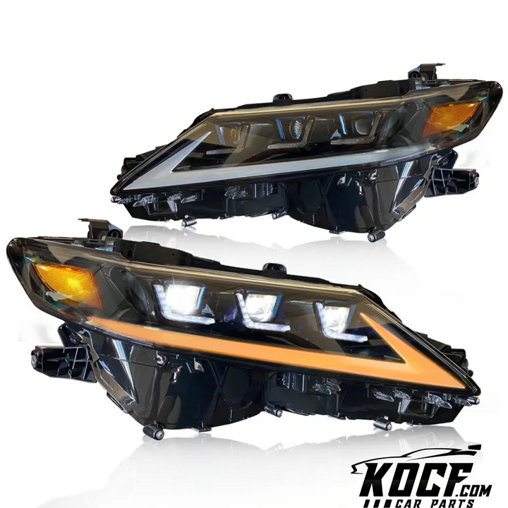 V4 L Shape Lexus Style Triple Beam Headlights Compatible for 2018-2024 Toyota Camry