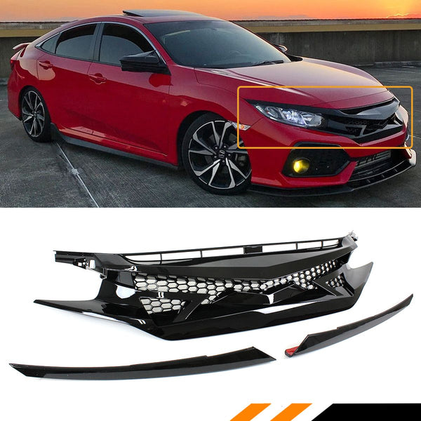 Front Grill Compatible 2016-2021 Honda Civic 2/4/5 Door Models (Will Not Fit 2019 Models)