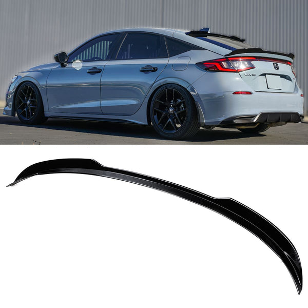 V2 Style Gloss Black Highkick Trunk Spoiler Compatible for  2022-2024 Honda Civic 5 Door Hatchback All Models Including Type-R