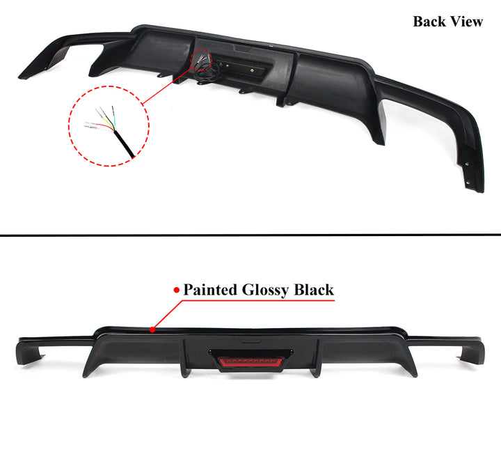 Rear Bumper Diffuser and Spats Aprons Gloss Black Body Kit Compatible For 2018-2024 Toyota Camry