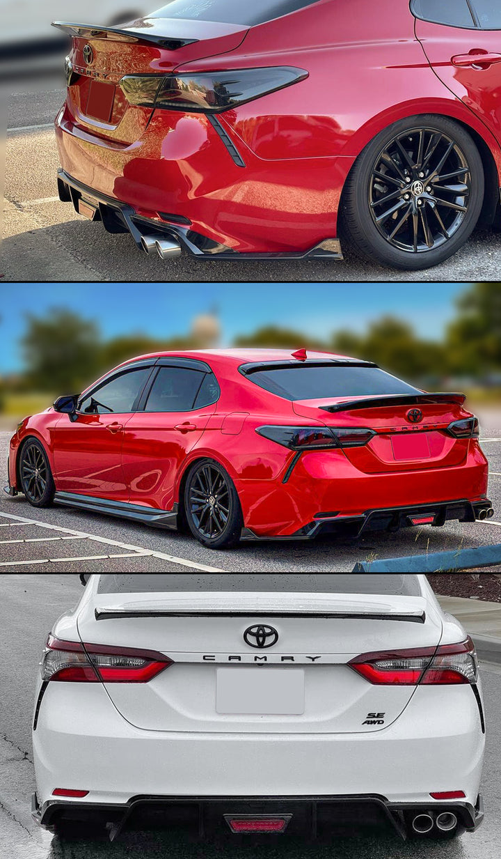 Rear Bumper Diffuser and Spats Aprons Gloss Black Body Kit Compatible For 2018-2024 Toyota Camry