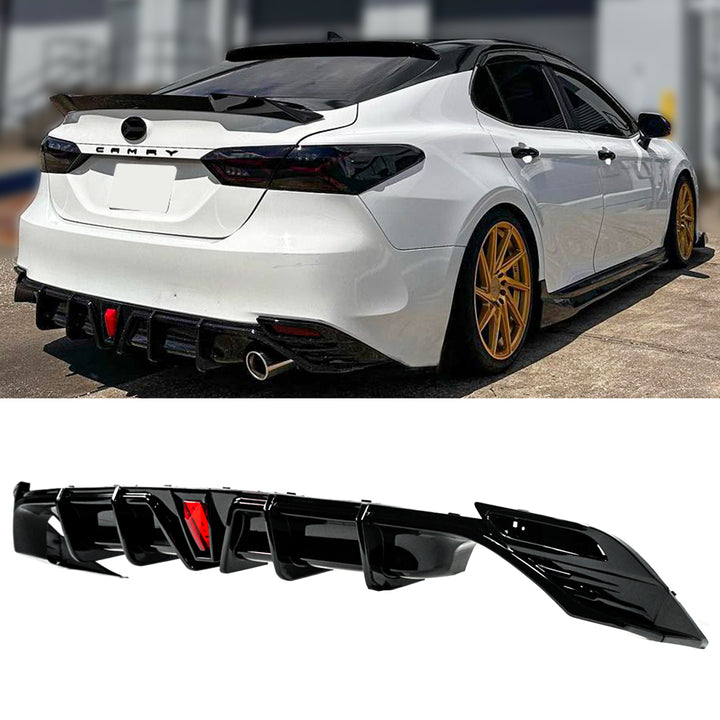 LE & XLE Rear Bumper Diffuser Gloss Black Body Kit Compatible For 2018-2024 Toyota Camry LE XLE