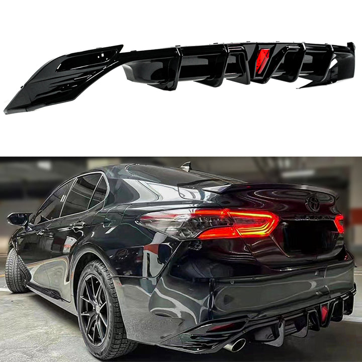 LE & XLE Rear Bumper Diffuser Gloss Black Body Kit Compatible For 2018-2024 Toyota Camry LE XLE