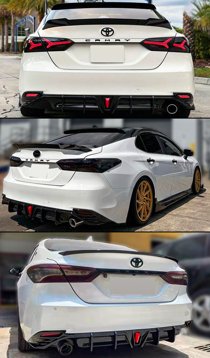 LE & XLE Rear Bumper Diffuser Gloss Black Body Kit Compatible For 2018-2024 Toyota Camry LE XLE