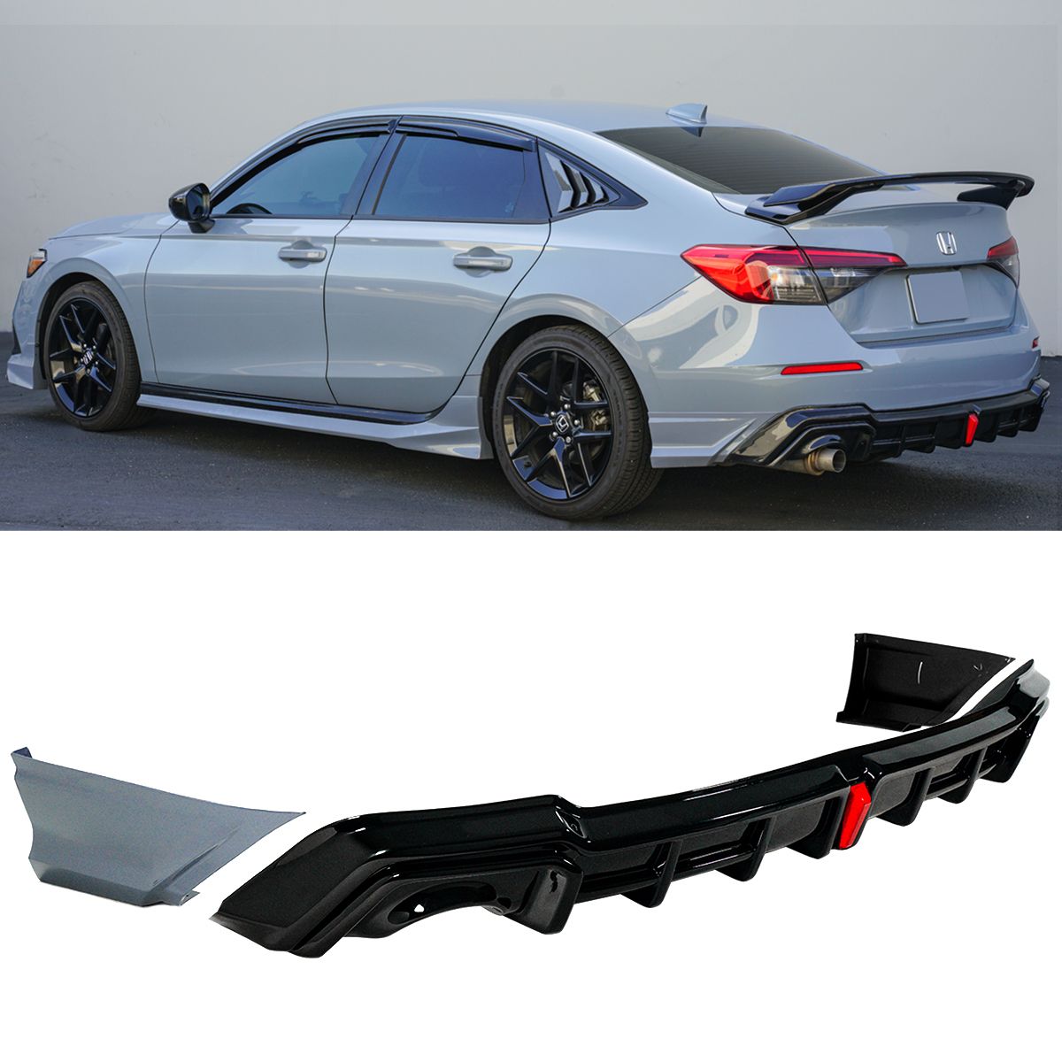 Rear Trunk Diffuser Compatible 2022-Present Honda Civic 4 Door Models ...