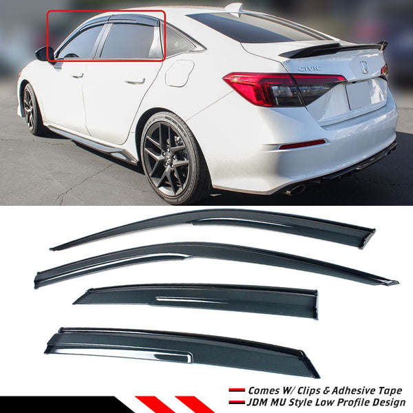 Smoke Tinted Window Visor Rain Guard Compatible 2022 + Honda Civic All models