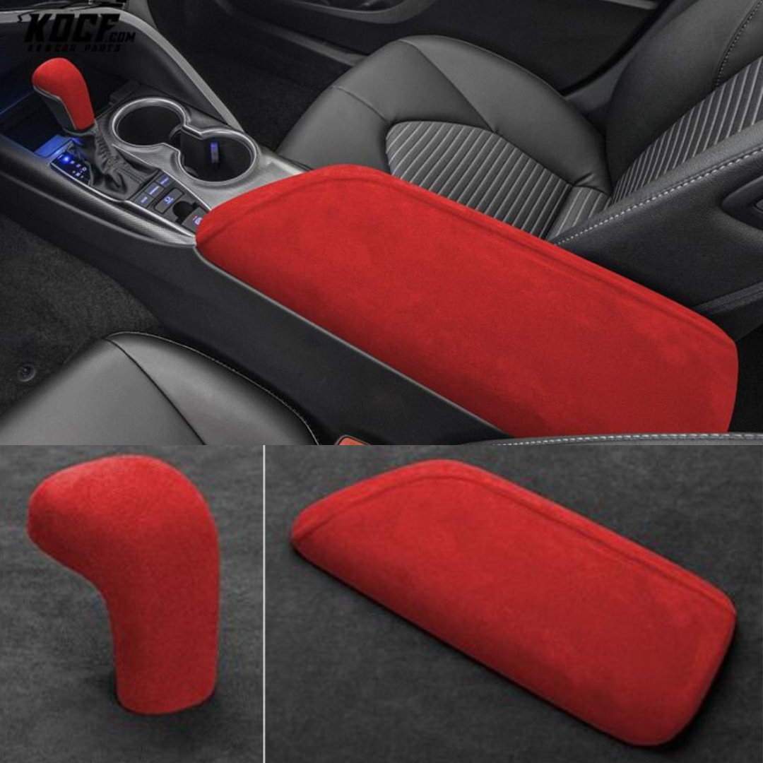 Suede Alcantara Interior Accessory Covers for Interior Armrest and Shift Knob Compatible with 2018-2024 Toyota Camry - VIP Price