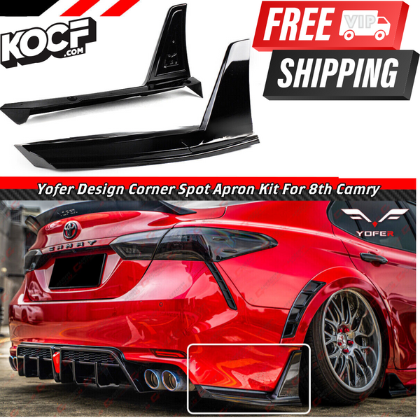 Yofer V2 Gloss Black Rear Bumper Side Apron Spats Compatible for 2018-2024 Toyota Camry LE SE XLE XSE - VIP Price Free Shipping Item