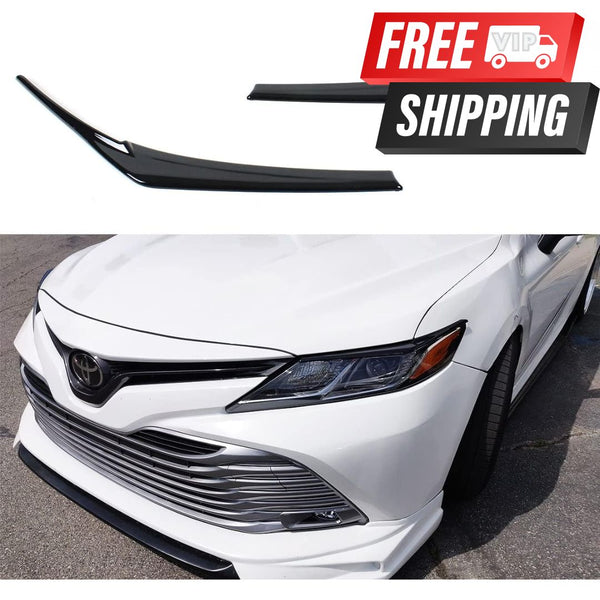 Glossy Black Headlight Eyelid Eye Lid Cover Eyebrows Compatible with for 2018-2024 Toyota Camry - VIP Price Free Shipping Item