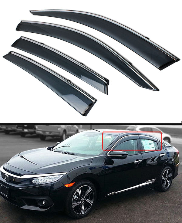 Window Visor Rain Guard Compatible 2016-2021 Honda Civic 4 Door Sedan Model