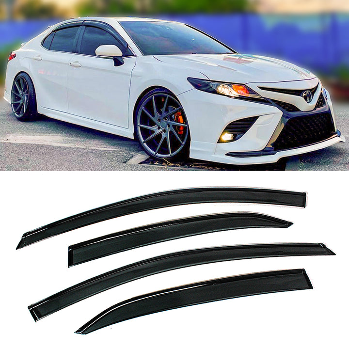 Clip-On Black Trim Window Visor Rain Guard Deflector for 2018-2024 Toyota Camry