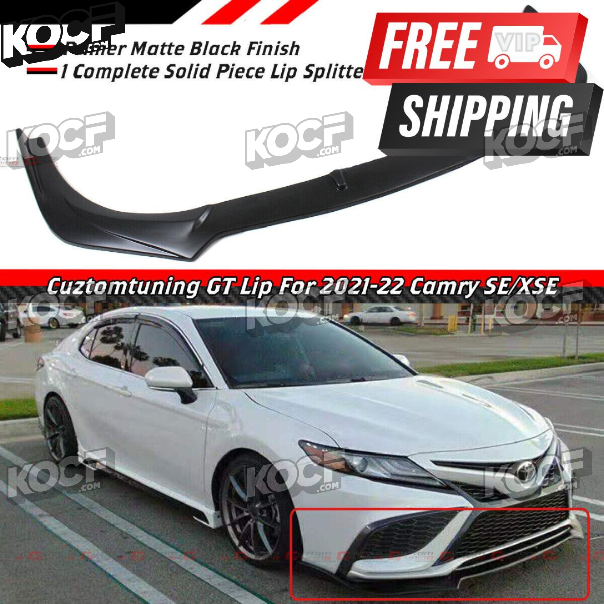 Gloss Black Front Bumper Lip Splitter For 2021-2024 Toyota Camry SE XSE (3-Piece Sport Kit)