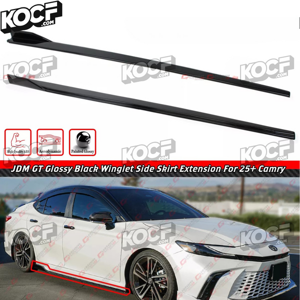 JDM GT Glossy Black Winglet Side Skirt Extension Compatible With 9th Gen 2025-Present Toyota Camry All Models