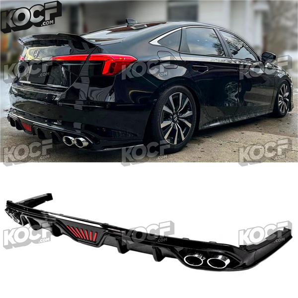 V Style Glossy Black LED Shark Fin Diffuser Compatible for 2022-Present Honda Civic 4 Door Sedan Models Only - VIP Price