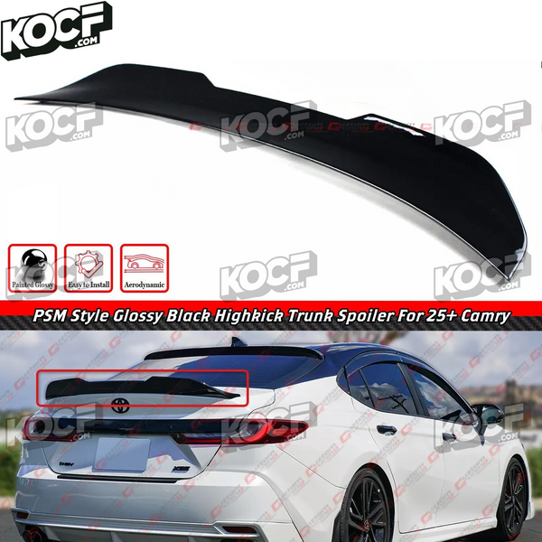 PSM Style Glossy Black Highkick Trunk Spoiler Compatible With 9th Gen 2025-Present Toyota Camry All Models