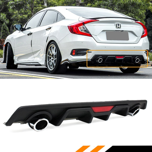 Rear Bumper Diffuser Compatible 2016-2021 Honda Civic 4 Door Sedan Model