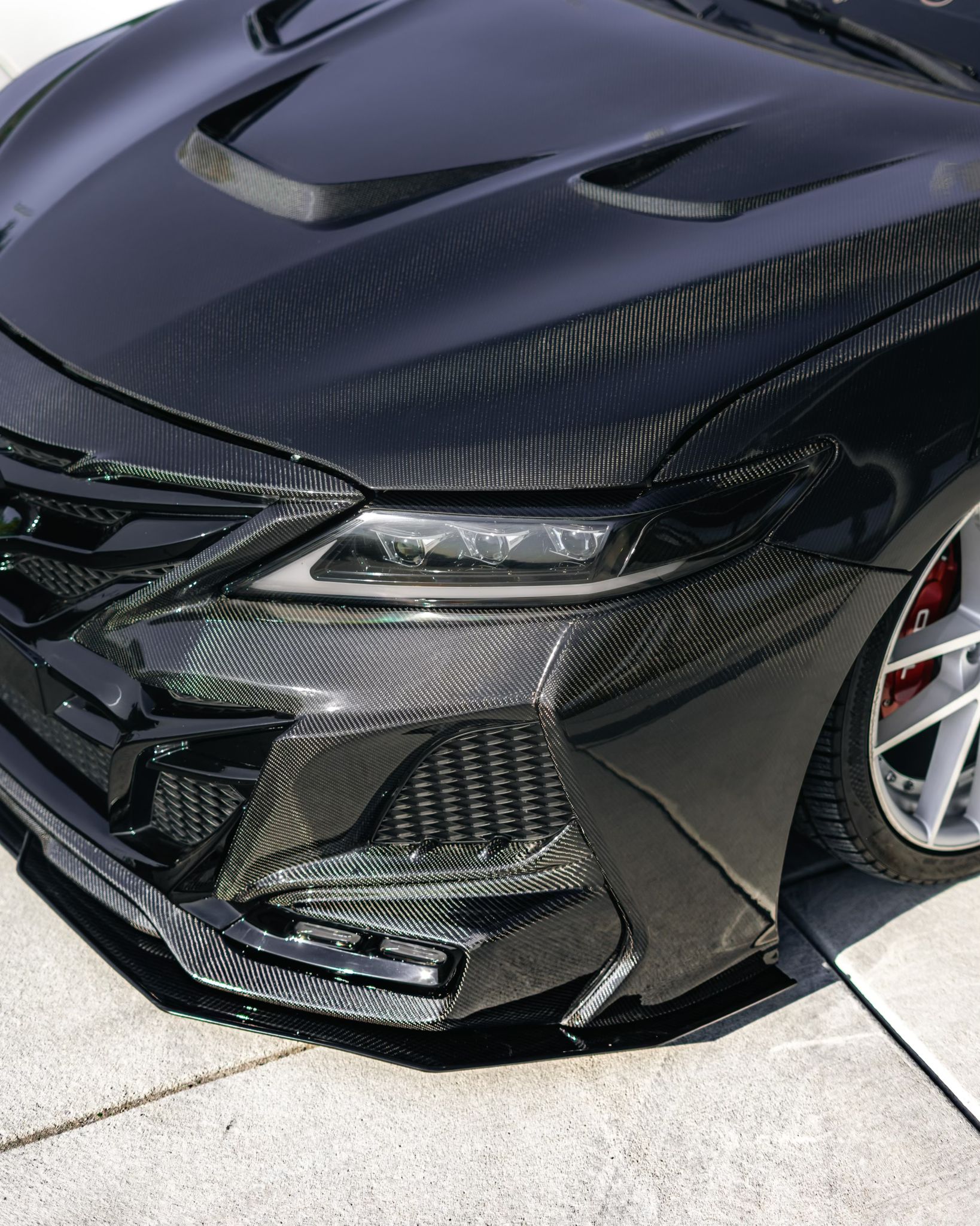 V4 Sema Style Carbon Fiber Engine Hood Cover Compatible For 2018