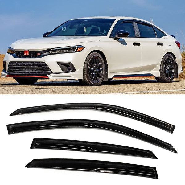 Smoke Tinted Window Visor Rain Guard Compatible 2022 + Honda Civic All models