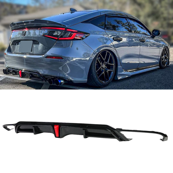 Yofer V1 Led Shark Fin Rear Diffuser Compatible for 2022-2024 Honda Civic Hatchback Models Only