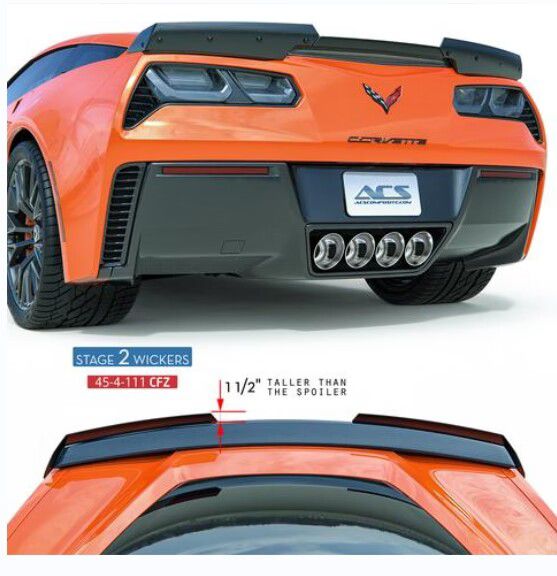 For 15~19 C7 Corvette Z06 & Grand Sport Genuine GM Stage 1 Carbon Fiber Rear Spoiler Wicker Bill 23259513&23259514