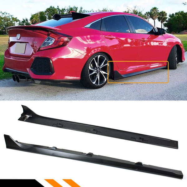 Side Skirts Compatible 2016-2021 Honda Civic 4 Door Sedan Including Si Model