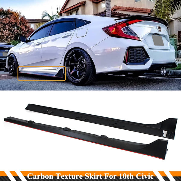 Side Skirts Compatible 2016-2021 Honda Civic 4 Door Sedan Including Si Model