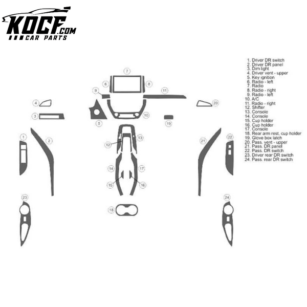 Carbon Fiber Interior Dash Kit Compatible E210 2019-2024 Toyota Corolla Full Kit for Hatchback & Partial Sedan