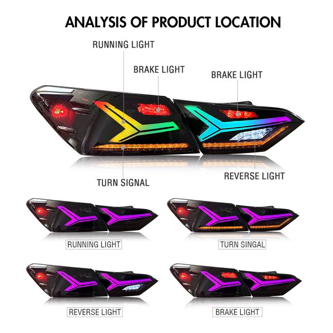 V2 RGB Lambo Tail Lights LED Sequential Compatible for 2018-2024 Toyota Camry