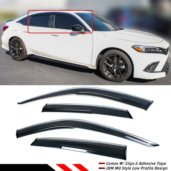 Smoke Tinted Window Visor Rain Guard Compatible 2022 + Honda Civic All models - VIP Price