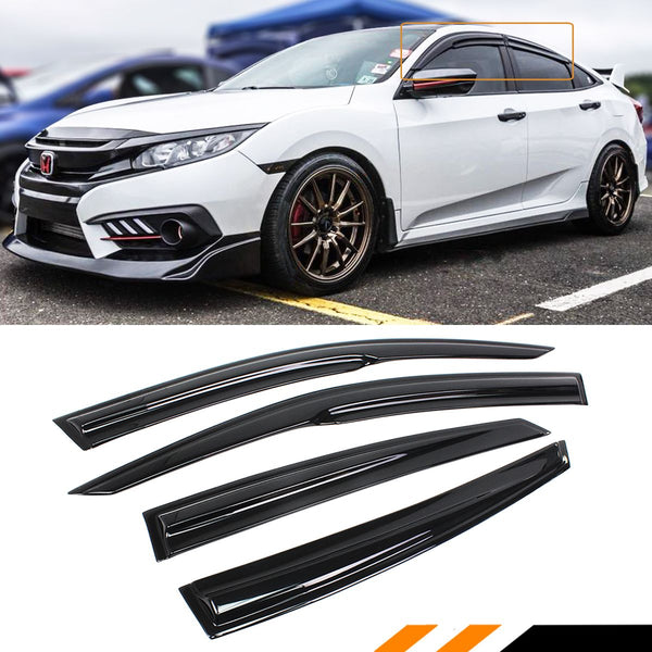 Window Visor Rain Guard Compatible 2016-2021 Honda Civic 4 Door Sedan Model