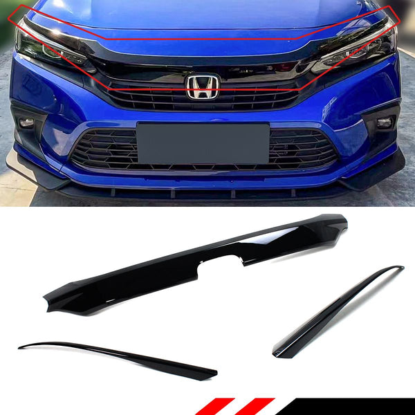 3PCS ABS Front Grill Trim Compatible 2022+ Honda Civic 4 Door Sedan Model