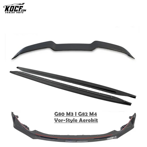 M3 G80 Aero kit V-style Carbon Fiber Front Bumper Chin Lip Spoiler Side Skirts For BMW G80 M3 G82 M4 2021