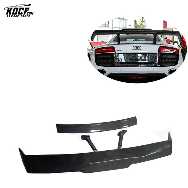 For 09-15 R8 V8 V10 P-PI style carbon fiber rear spoiler GT wing with base panel plate For Audi R8