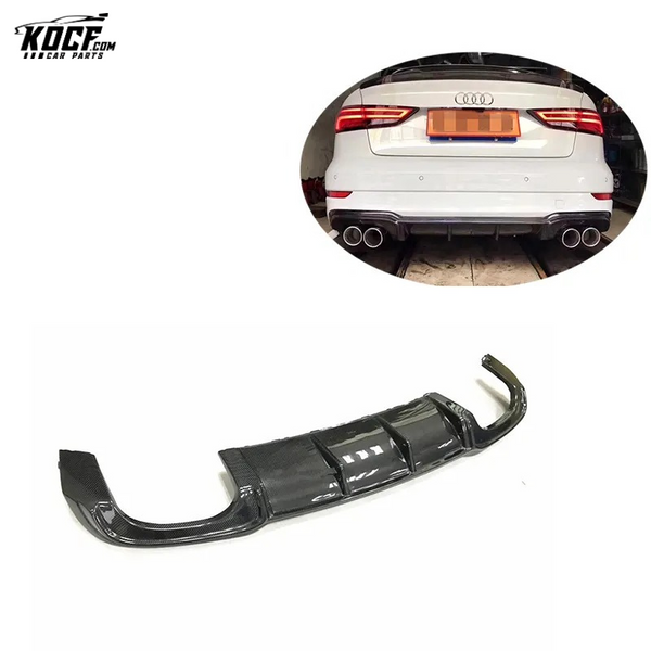 A3 S3 R style Carbon Fiber Rear Bumper Lip Diffuser Spoiler For Audi 17+