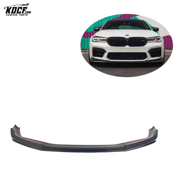 For BMW 2021+ F90 M5 LCI CS Style Carbon Fiber Front Lip Spoiler 3-PC Style