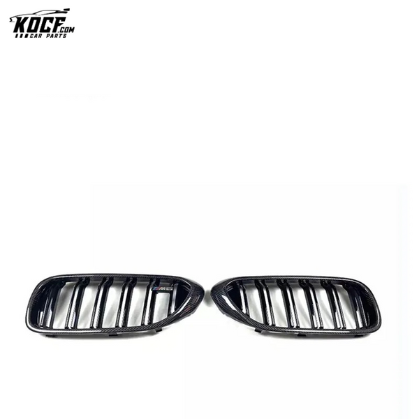 Double Slat Carbon Fiber Car Front Bumper Kidney Center Grille Grill Mesh for BMW 5 Series G30 F90 M5 2018-21