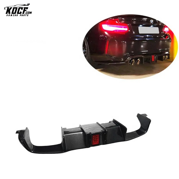 For BMW F87 M2 M2C DT-M style Carbon Fiber Car Rear Splitter Spoiler Rear Bumper Diffuser with LED Lamp