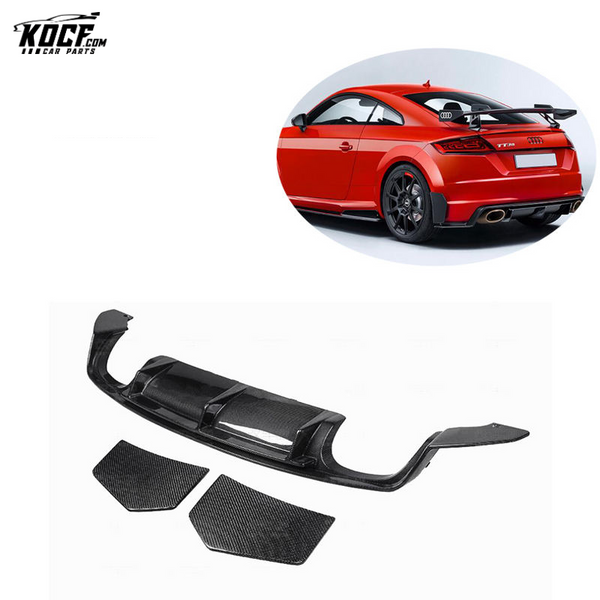 For 15-19 Audi TTS/TTRS MK3 Carbon Fiber Rear Bumper Lip Diffuser with Side Splitter Spats Panel