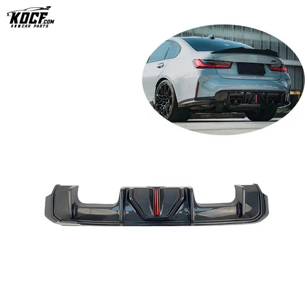 2021+ G80 M3 Carbon Fiber Rear Bumper Diffuser Lip With LED Light High Quality Fit For BMW G80 G82 G83 M3 M4