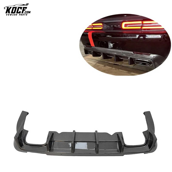 R&CF Carbon Fiber Rear Bumper Lip Diffuser Lip For Dodge Challenger Hellcat 15-19