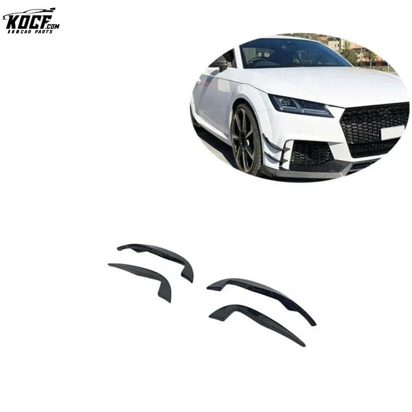 Fit Audi TT RS 2016-18 Carbon Fiber Front Bumper Canards Fins Splitter Vent 4PCS